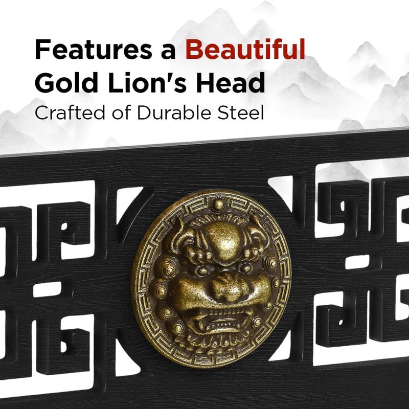 Logest Sword Stand - 4 Tier Options Available - Crafted Using Wood Katana Holder - Furnished in Black With a Gold Lion’s Head - Desirable Sword Display Gift Option - Sword Holder Katana Stand (2-Tier) - Image 4